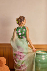 pista green saree